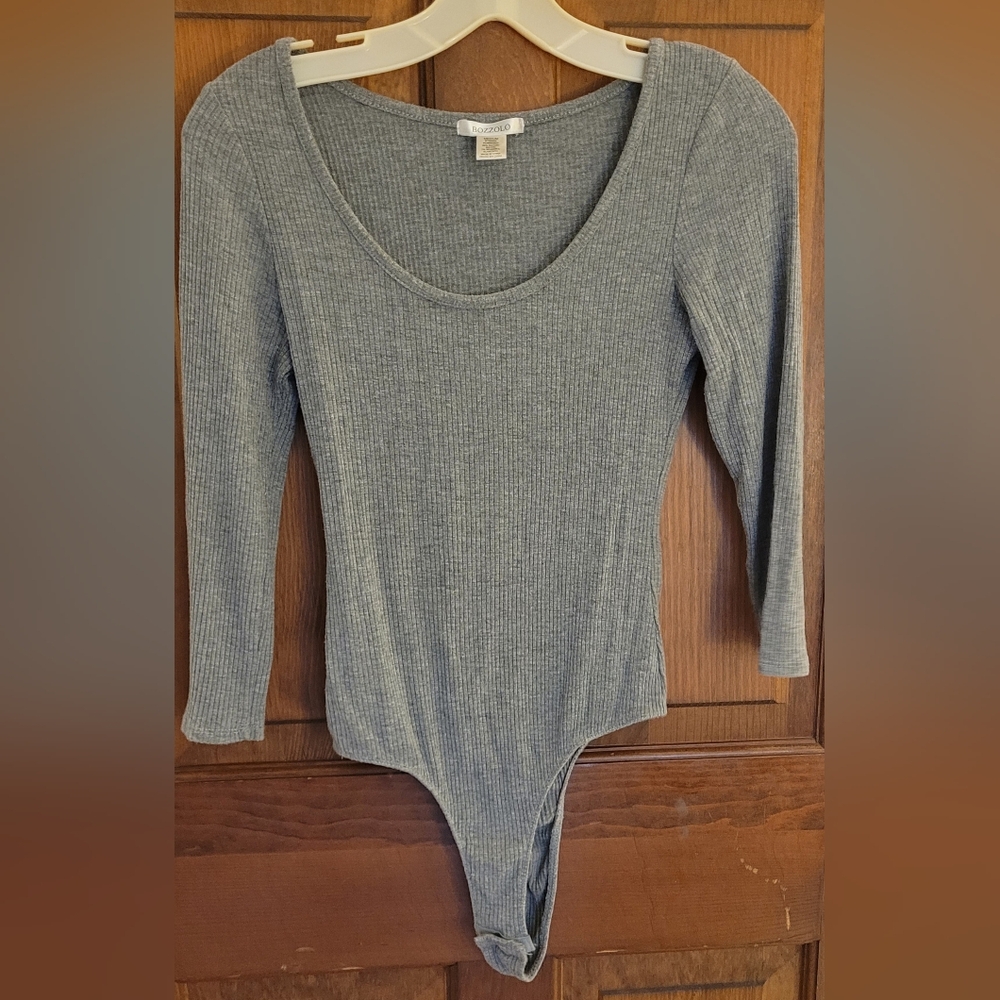 Bozzolo Gray, ribbed body suit, Size M
